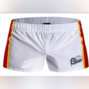 Men's Aussiebum white w/ red and yellow siding Rugby Shorts